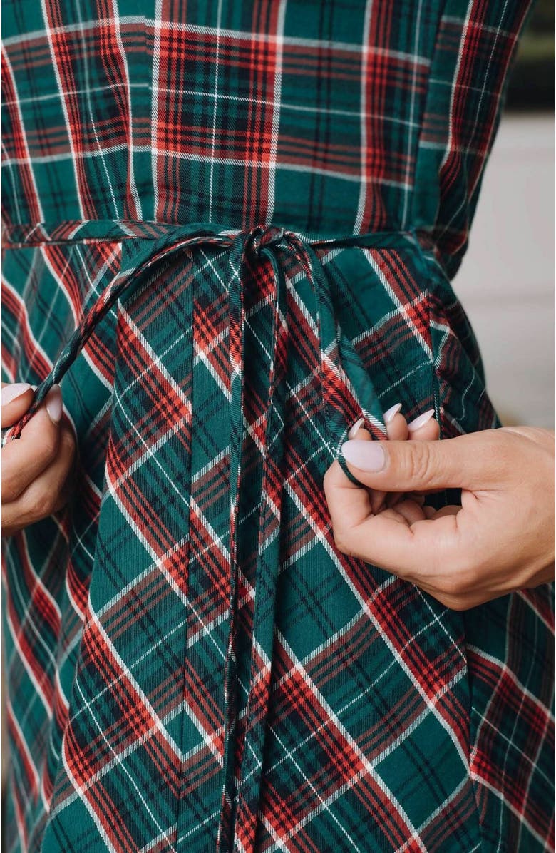 Hope & Henry Women's Organic Sweetheart Dress, Alternate, color, Festive Green Plaid