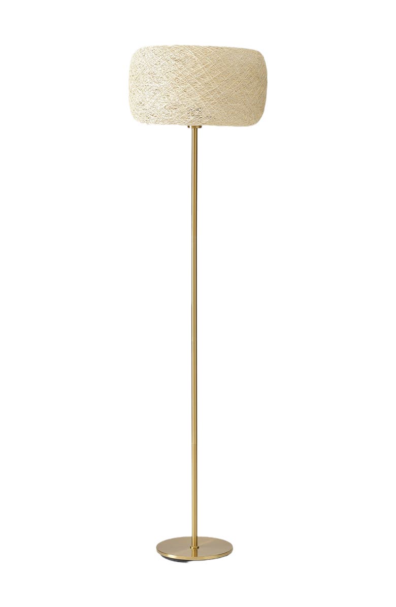 Brightech Rowan 66" LED Floor Lamp with Woven Thread Shade, Bulb Included, Main, color, Antique Brass