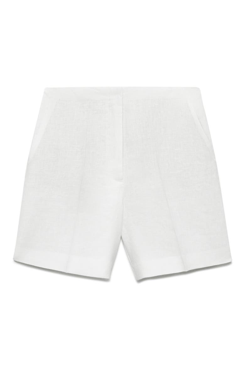 Straight Fit Linen Shorts, Alternate, color, OFF WHITE