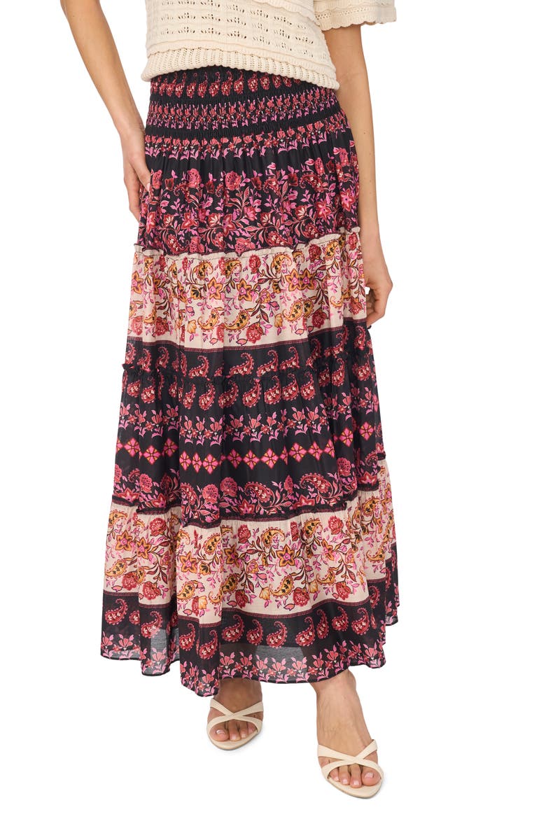 Tiered Maxi Skirt, Main, color, RICH BLACK