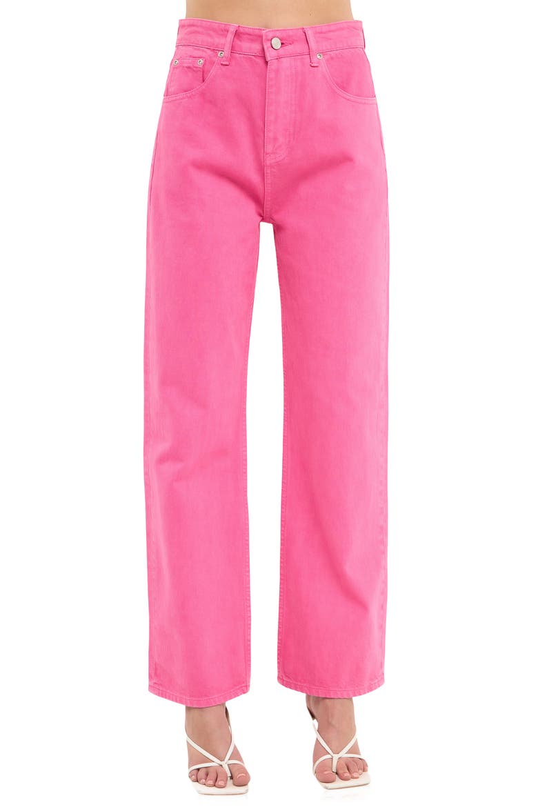 Color Wash Wide Leg Jeans, Alternate, color, PINK