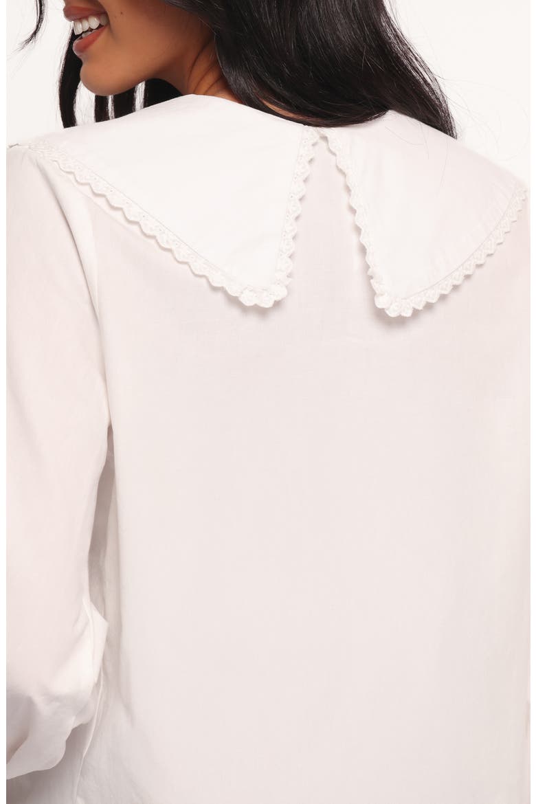 Kenna Collared Cotton Poplin Top, Alternate, color, WHITE