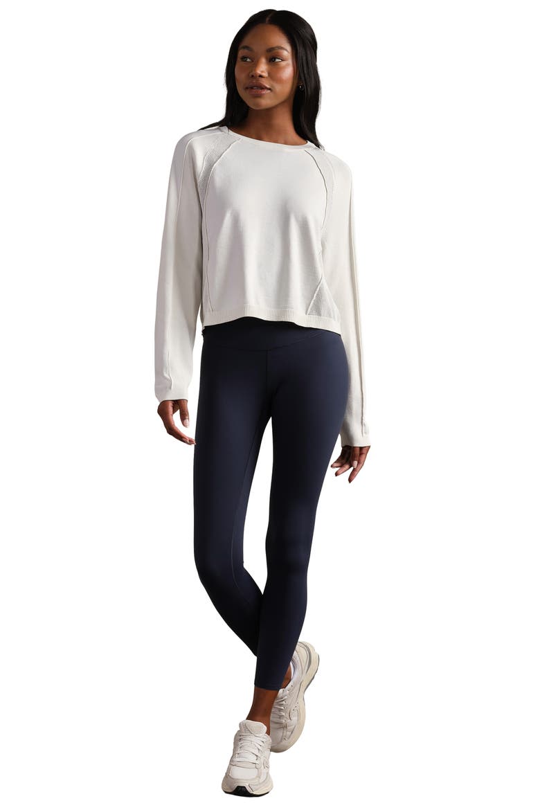 Sporty Crewneck Sweater, Alternate, color, SNOW WHITE