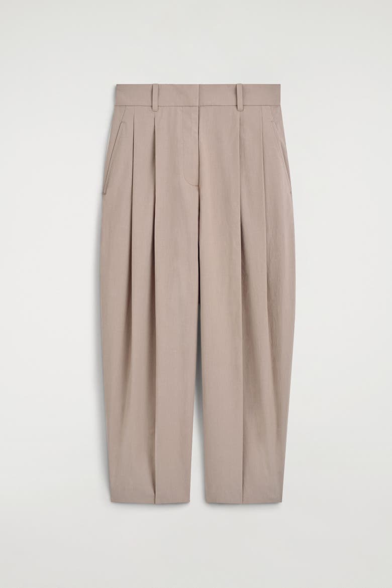 Tailored Cotton Balloon-leg Pants, Alternate, color, BEIGE