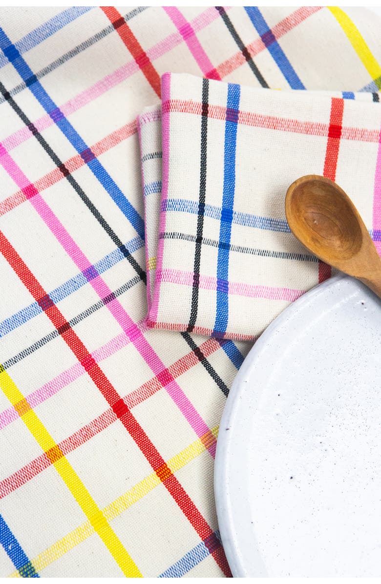 Archive New York Vera Plaid Handwoven Cotton Table Runner, Alternate, color, White