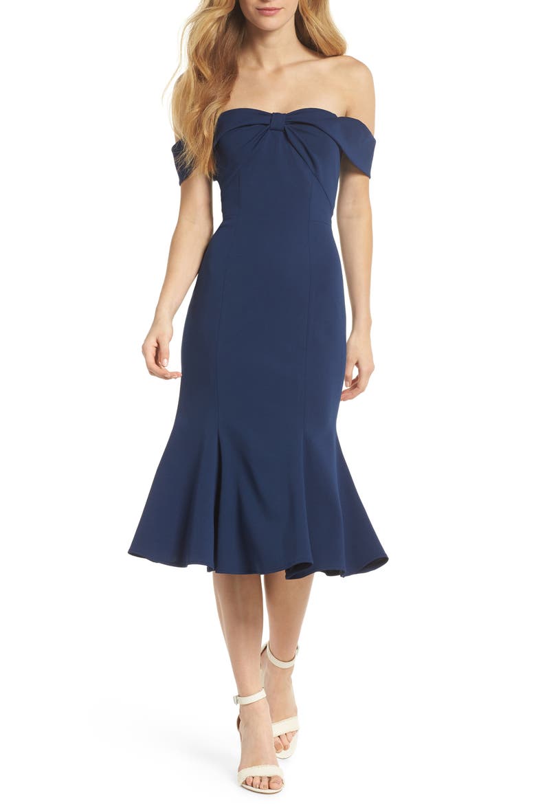 Tyler Off the Shoulder Scuba Crepe Dress video