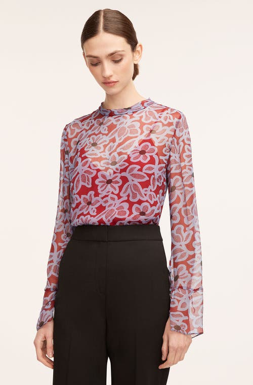 REBECCA TAYLOR REBECCA TAYLOR VERA FLEUR MOCK NECK SHELL BLOUSE