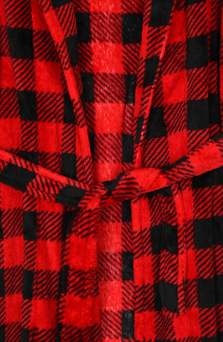 SLEEP ON IT Kids' Plaid Fleece Robe & Slipper Set, Alternate, color, Red