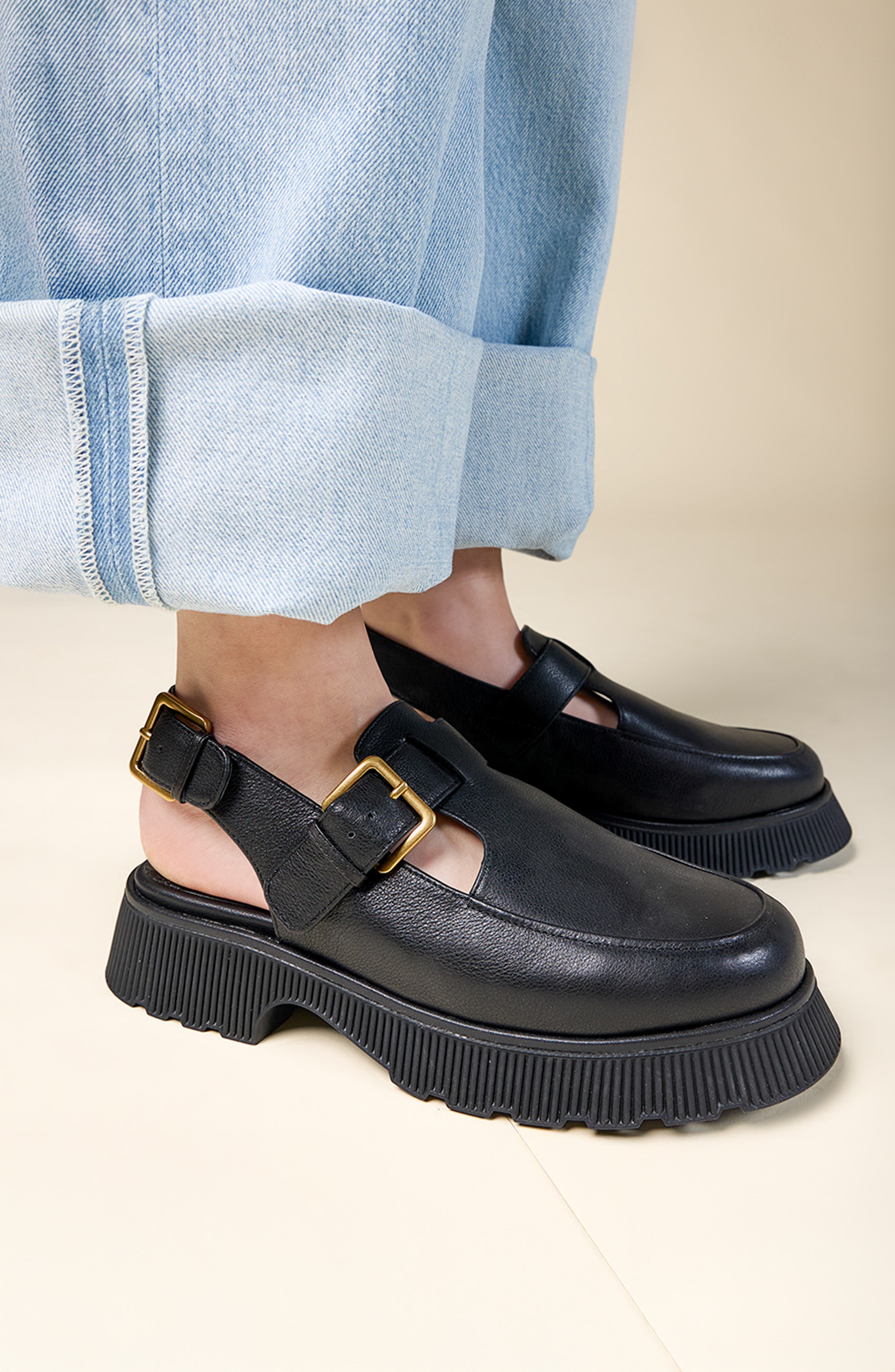 Charlotte Stone Aubrey Slingback Lug Sole Loafer, Alternate, color, Black