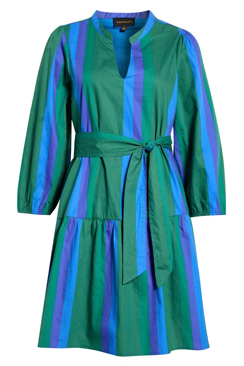 Dolary Stripe Leola Mini Shirtdress, Alternate, color, EMERALD-BLUES