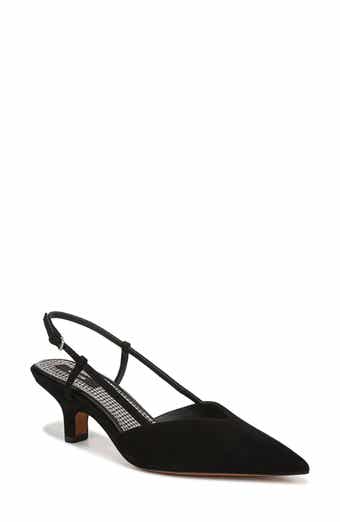 Levvy Slingback Pointed Toe Kitten Heel Pump