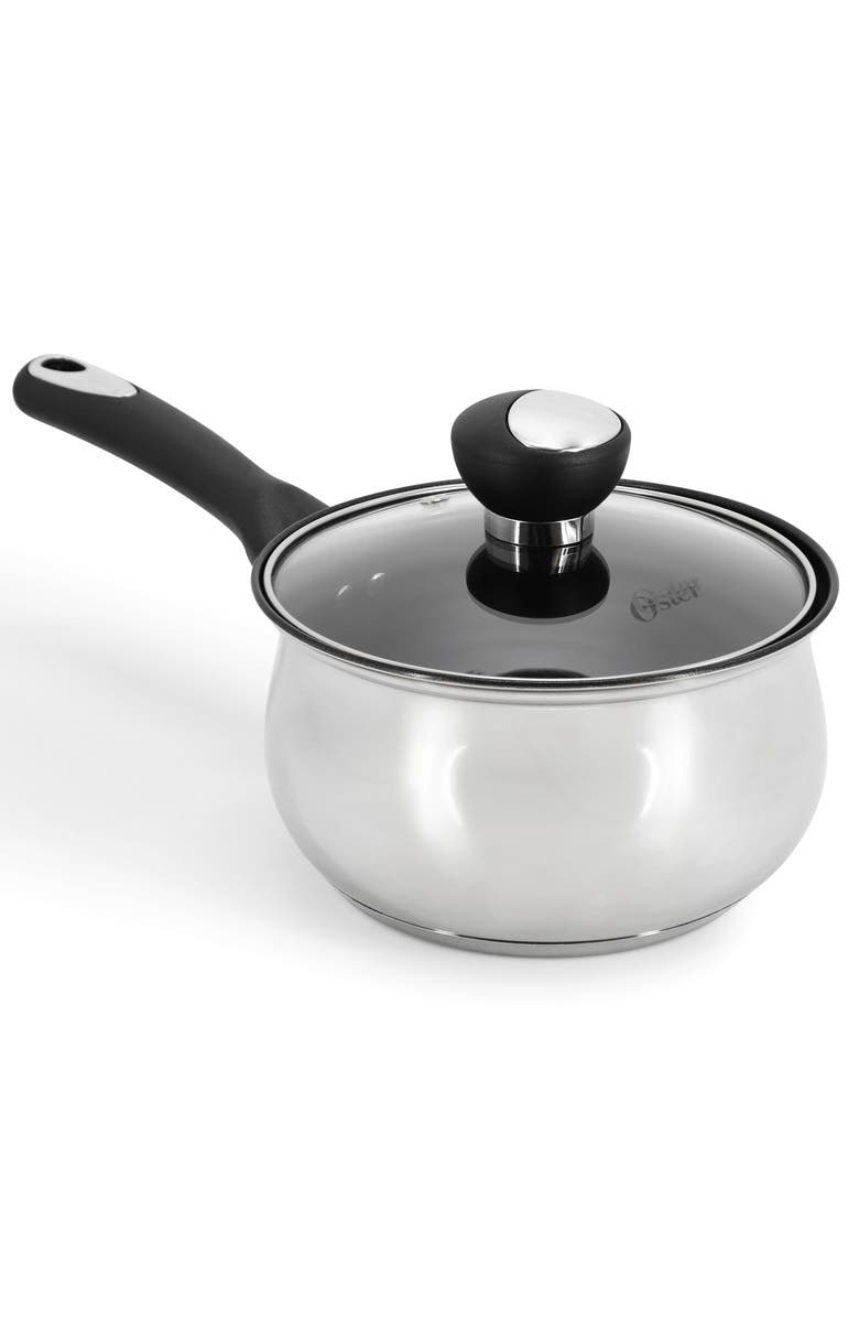 OSTER Baldwyn 10 Piece Stainless Steel Belly-Shaped Nonstick Cookware and Utensil Set, Alternate, color, Silver