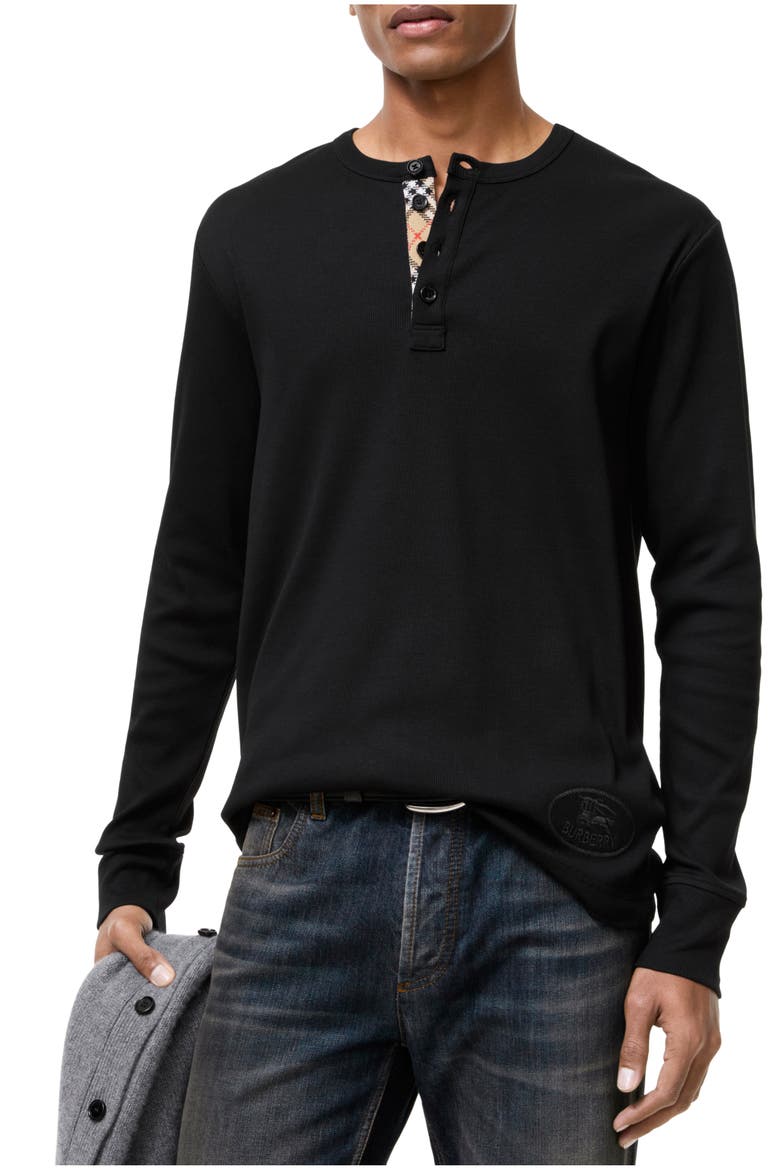 Long-sleeve Cotton top, Main, color, Black