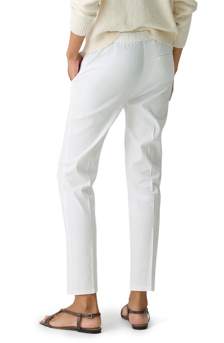 Theory Treeca Linen Blend Pull-On Crop Pants, Alternate, color, White