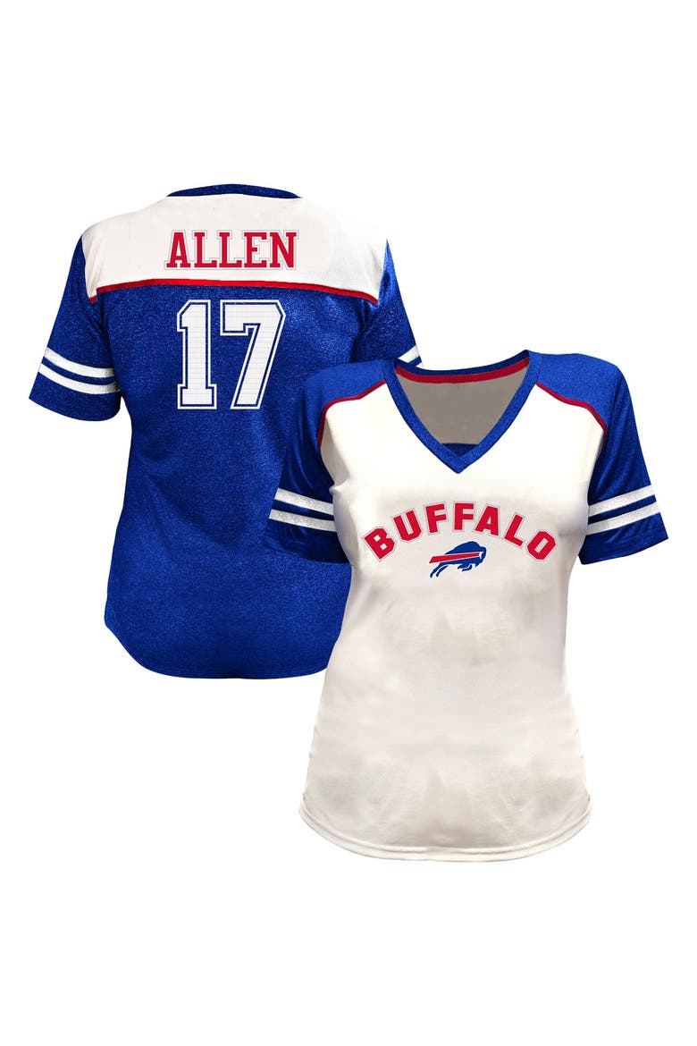 Women's Fanatics Josh Allen White Buffalo Bills Plus Size Bling V-Neck T-Shirt, Main, color, White