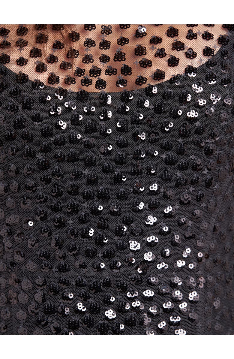 Needle & Thread Scallop Sequin Sheer Bow Ankle Gown, Alternate, color, Graphite