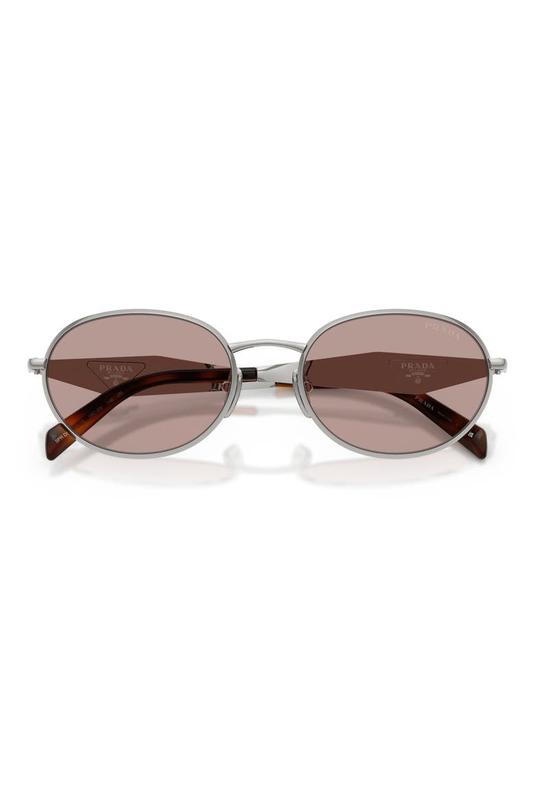 PR D57S 54mm Oval Sunglasses, Alternate, color, SILVER / LIGHT PURPLE BROWN