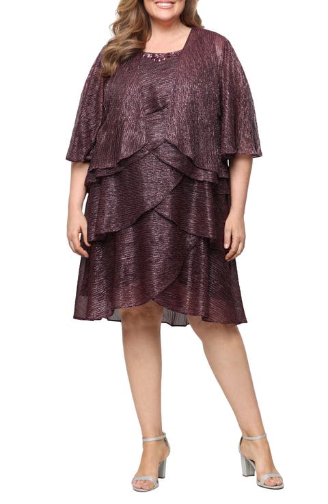 Tiered Ruffle Dress with Jacket (Plus)