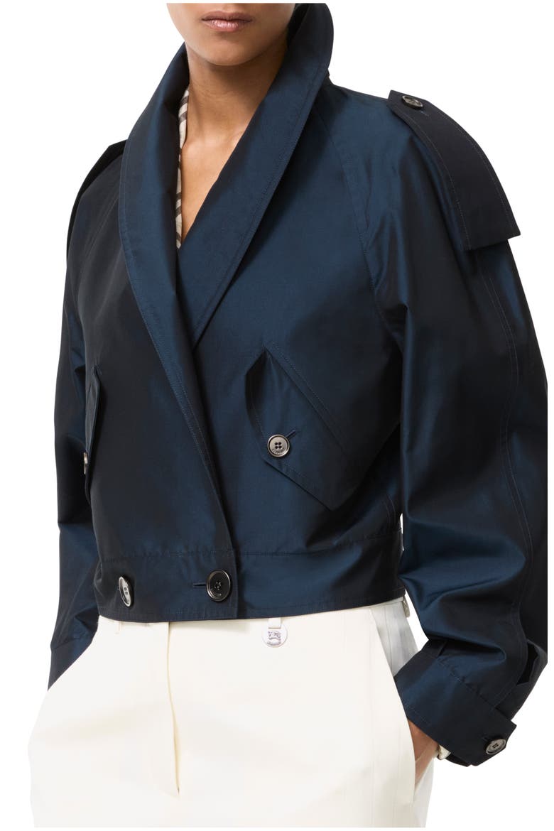 Cropped Silk Withington Jacket, Main, color, Navy
