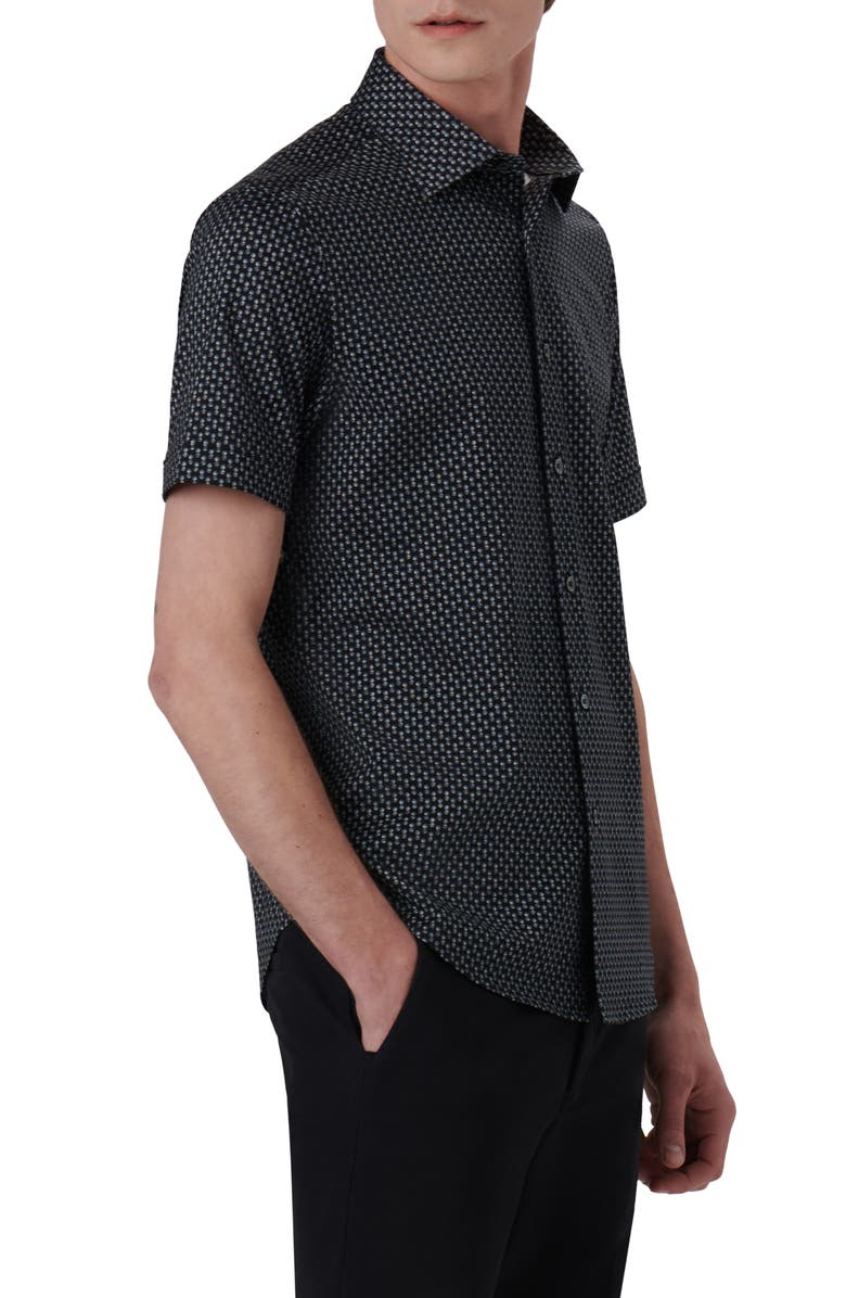 Bugatchi OoohCotton<sup>®</sup> Dot Print Short Sleeve Button-Up Shirt, Alternate, color, 
