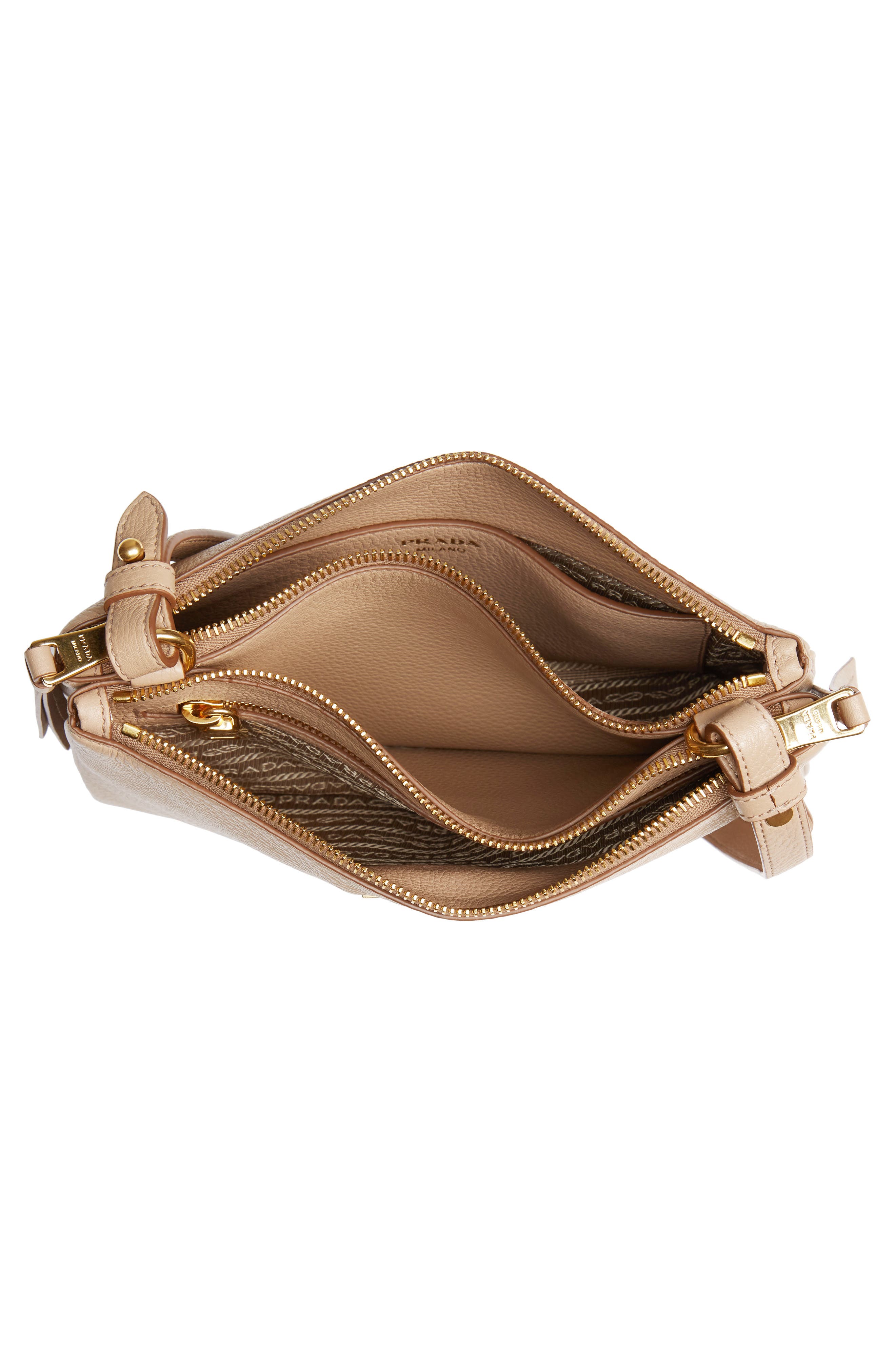 Daino Double Compartment Leather Crossbody Bag, Alternate, color, CAMMEO