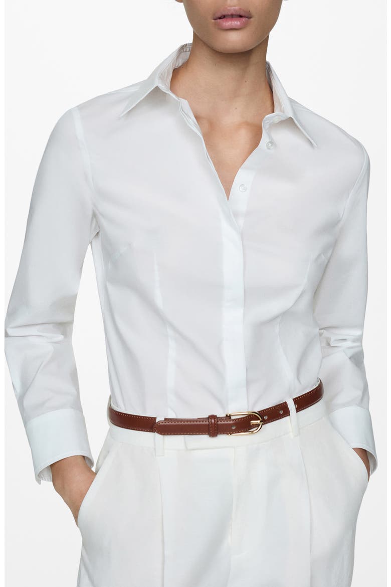 Cotton Button-Up Shirt, Main, color, WHITE