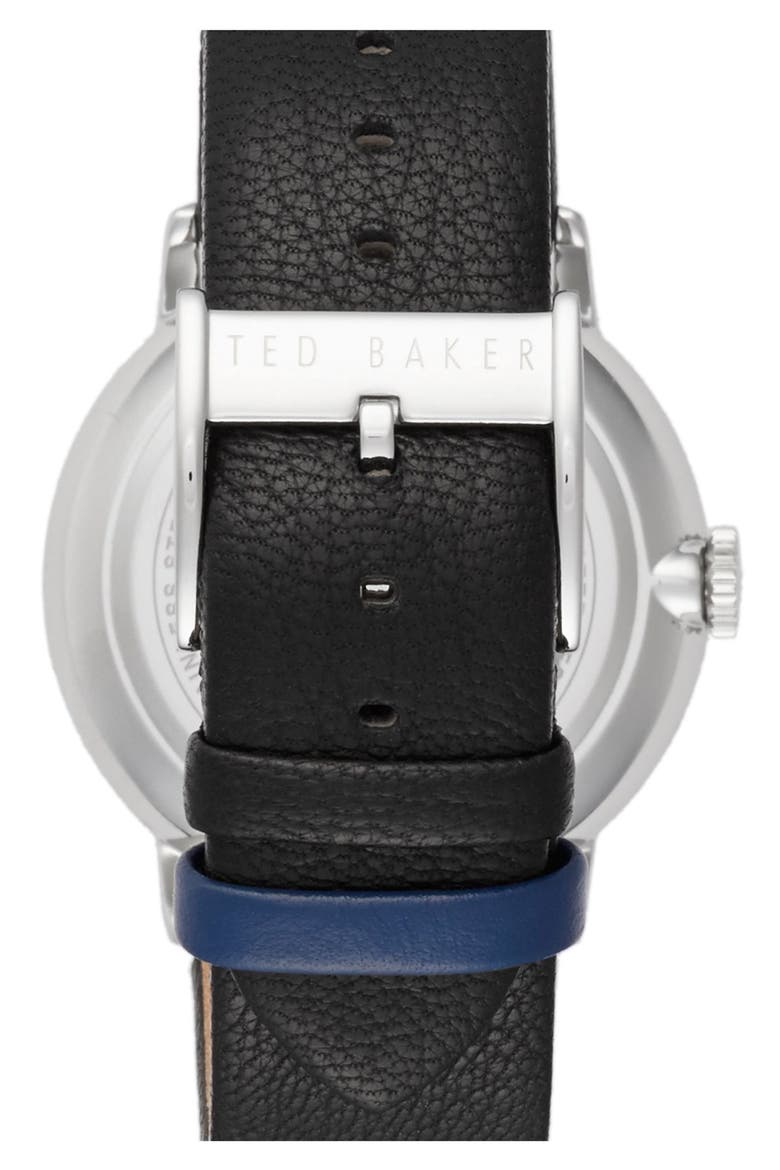 Multifunction Leather Strap Watch, 42mm, Alternate, color, BLACK/ WHITE