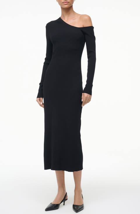 Lois One-Shoulder Long Sleeve Rib Dress