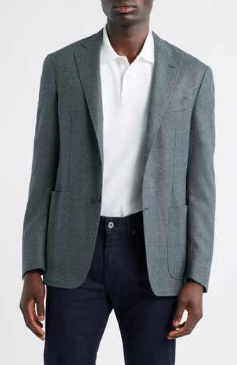 Canali Kei Trim Fit Grey Wool Herringbone Sport Coat