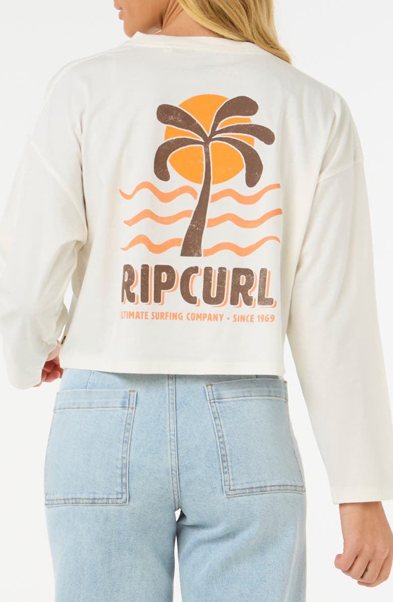 Rip Curl Cala Long Sleeve Crop Graphic T-Shirt, Alternate, color, Bone