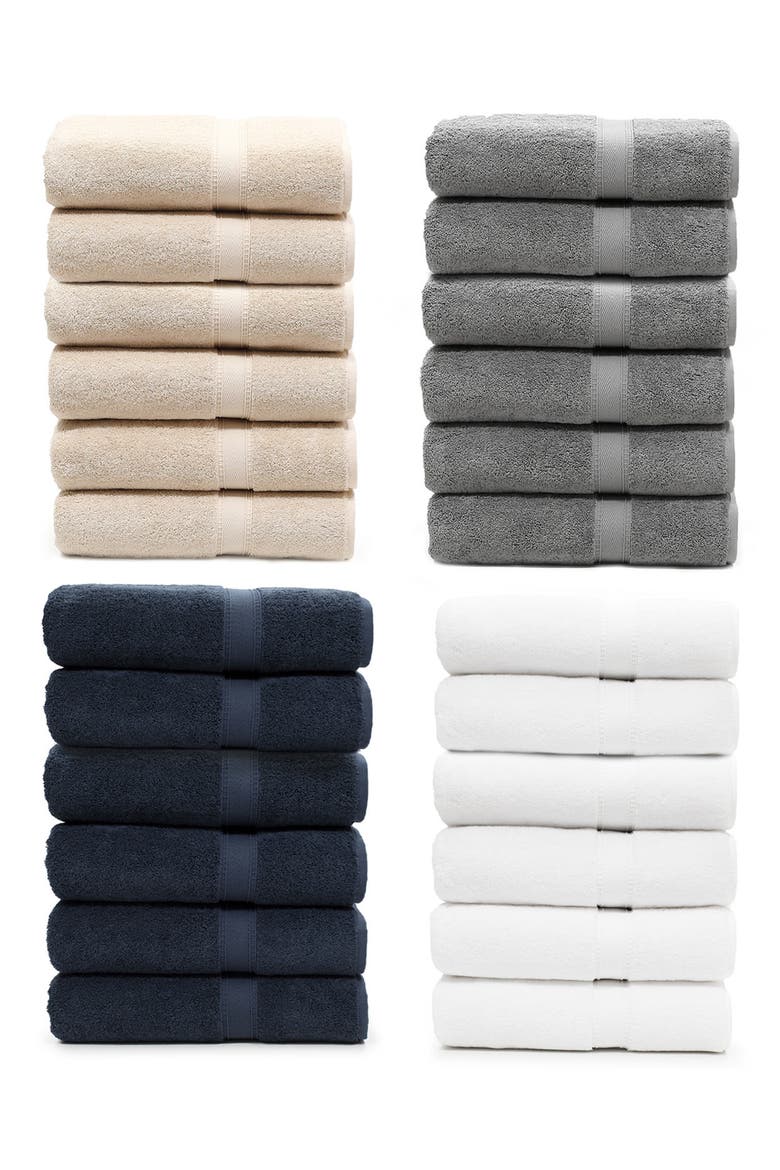 100% Turkish Cotton Sinemis Terry Washcloths - Set of 6 or 12, Alternate, color, WHITE