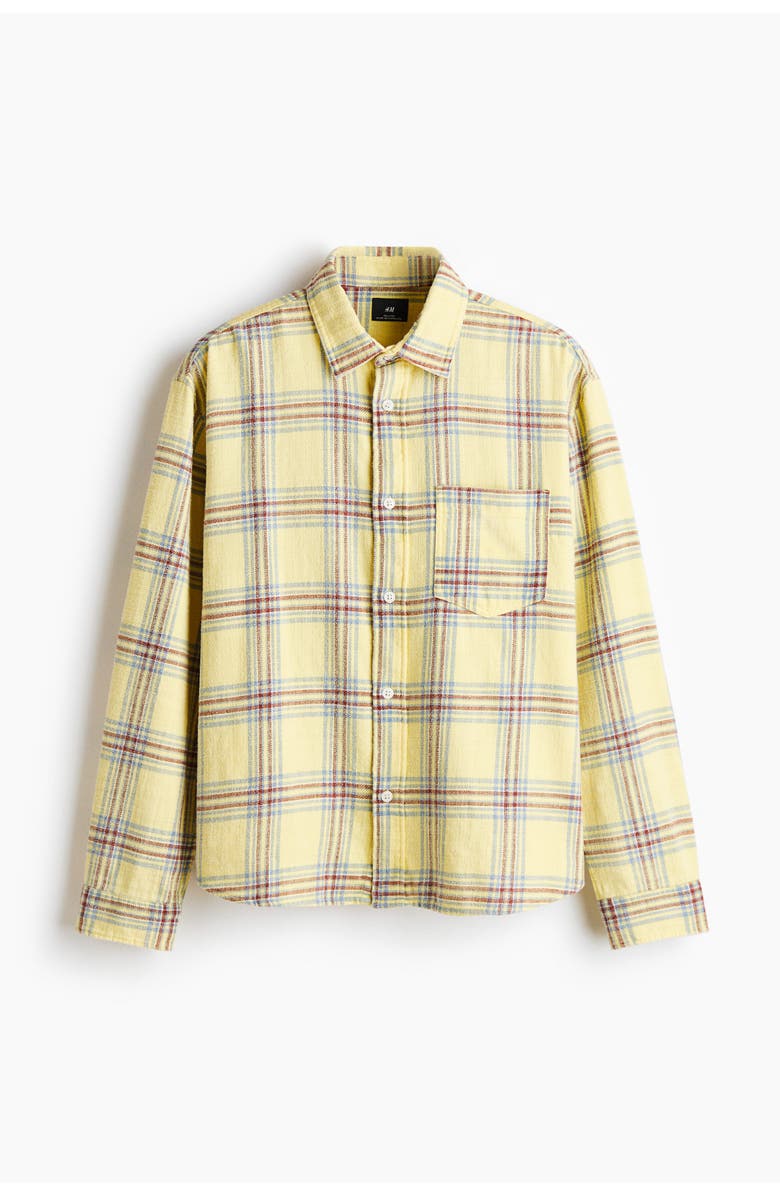 H&M Relaxed Fit Cotton Shirt, Main, color, Yellow/Plaid
