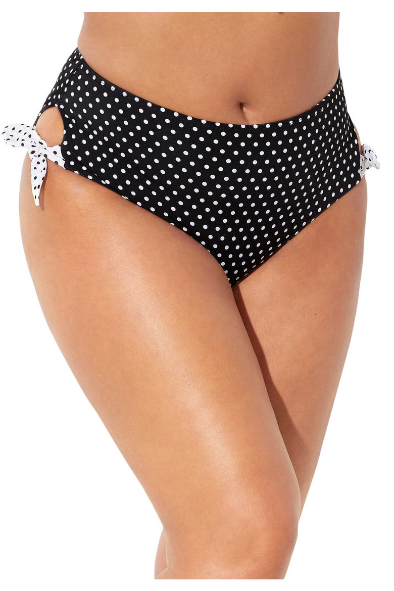 Bow High Waist Brief, Main, color, White Black Polka Dot