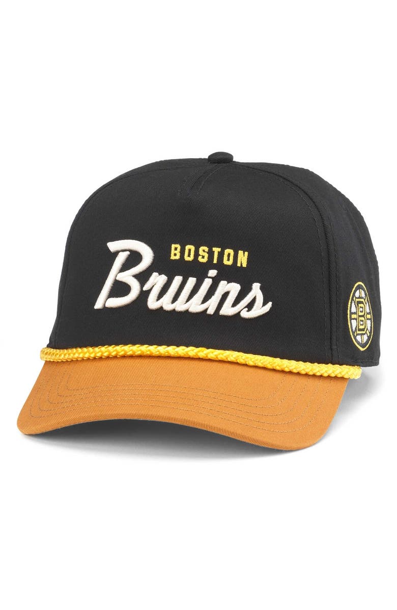 American Needle Men's American Needle Black/Gold Boston Bruins Roscoe Washed Twill Adjustable Hat, Main, color,