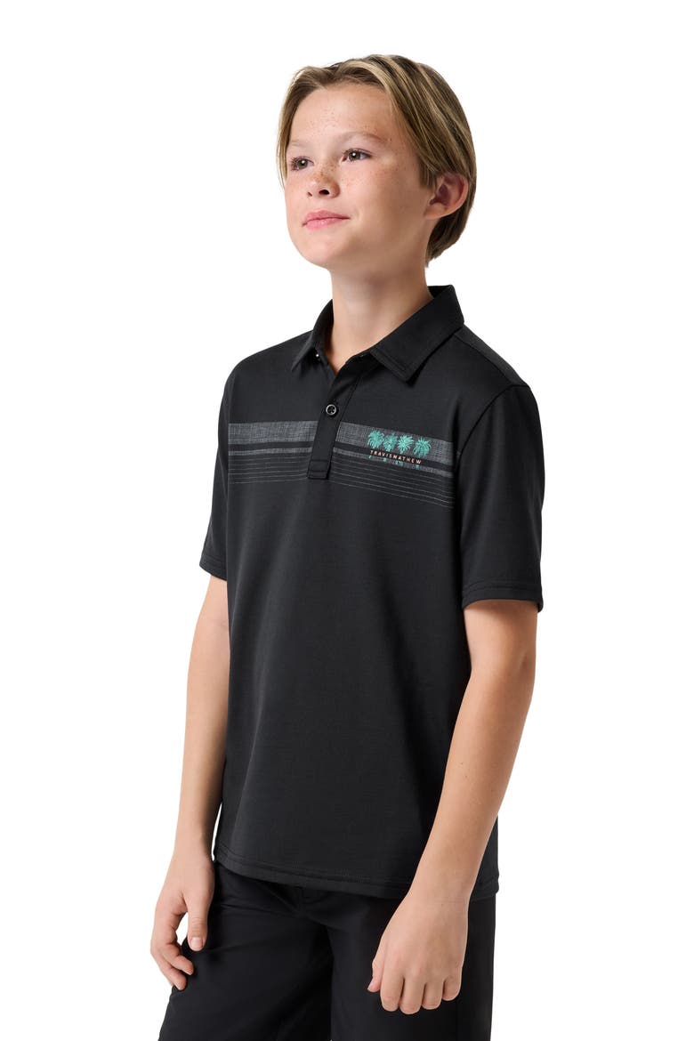 Kids' Featherwight Chest Stripe Polo, Alternate, color, BLACK