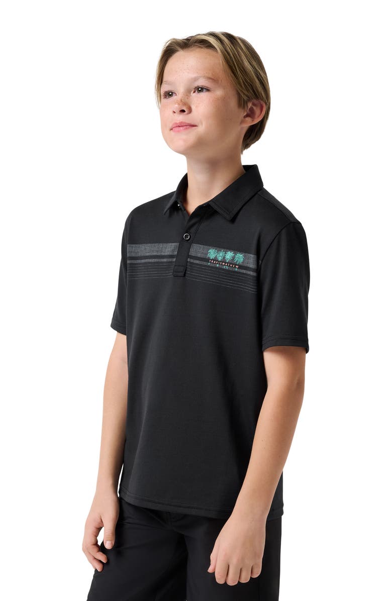 TravisMathew Kids' Featherwight Chest Stripe Polo, Alternate, color, Black