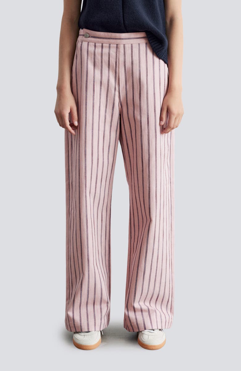 & Other Stories Stripe Stretch Cotton Pants, Main, color, Pink Medium Dusty