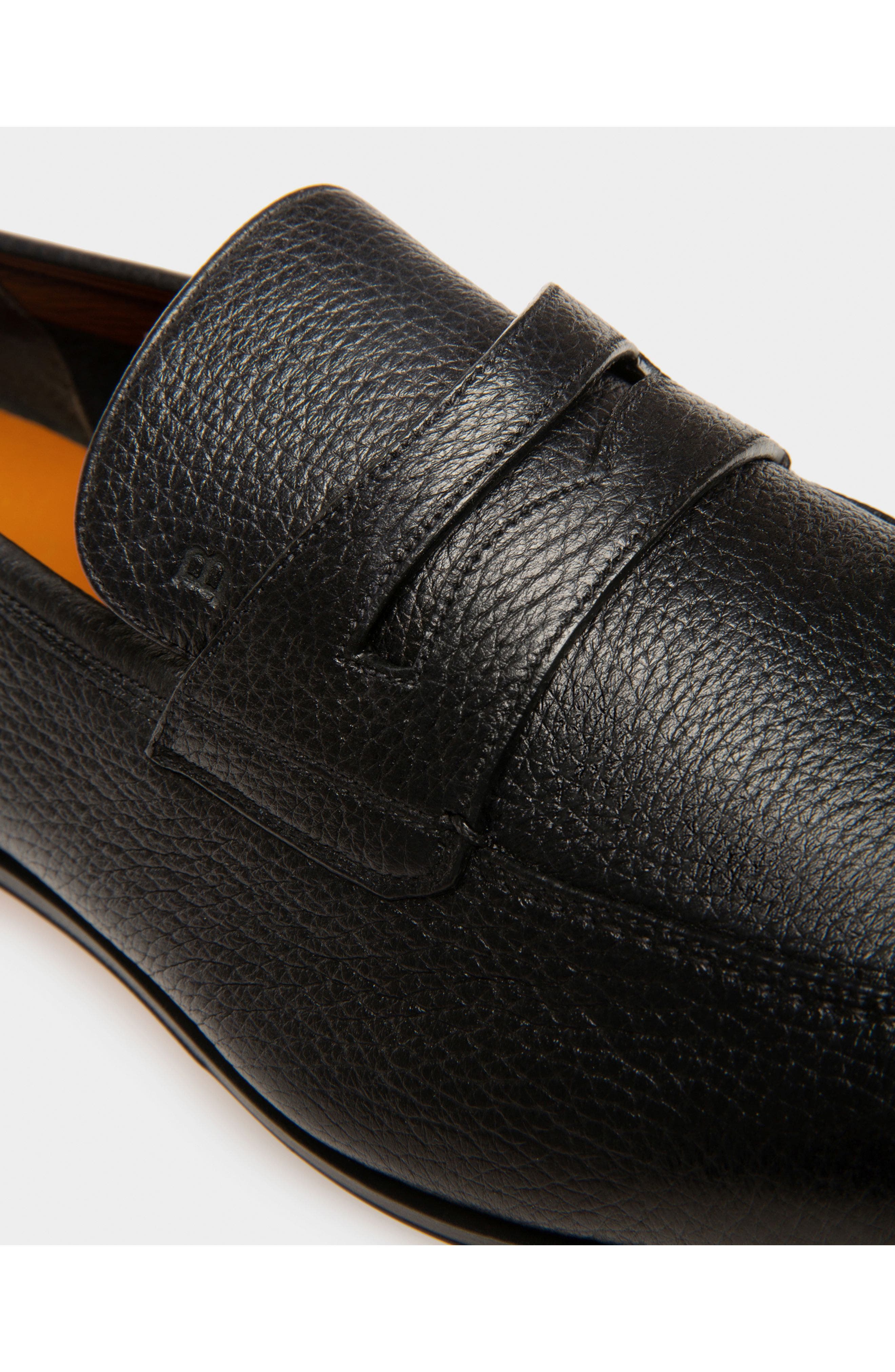 Bally Webb Men's Grained Deer Leather Penny Loafer, Alternate, color, Black