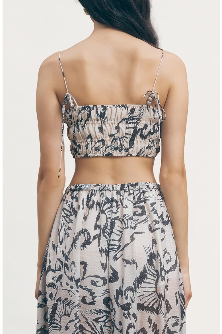 Quinn Shirred Crop Top, Alternate, color, MONARCH PRINT
