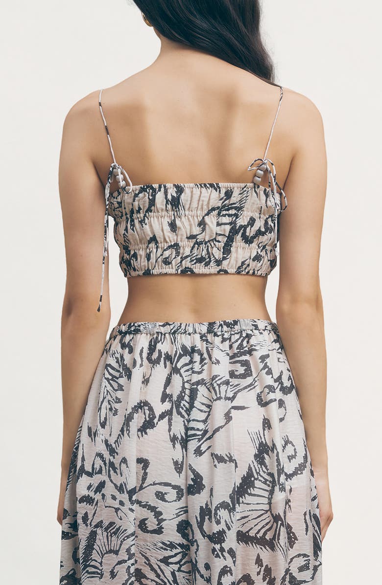 MAUDE CLUB Quinn Shirred Crop Top, Alternate, color, Monarch Print