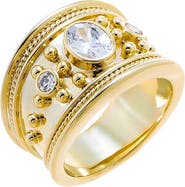 BY ADINA EDEN CZ Vintage Wide Bezel-Set Cocktail Ring