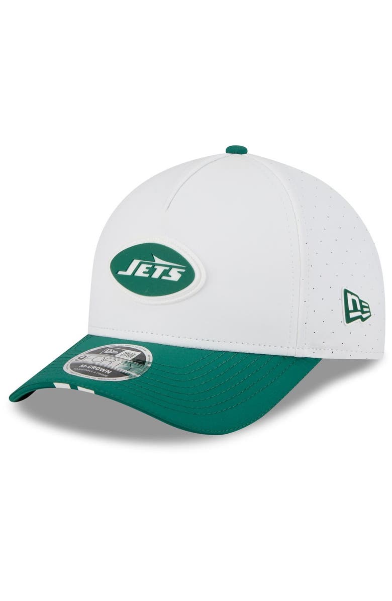 New Era Men's New Era  White/Green New York Jets 2025 NFL Training Camp A-Frame 9FORTY Adjustable Hat, Main, color, White