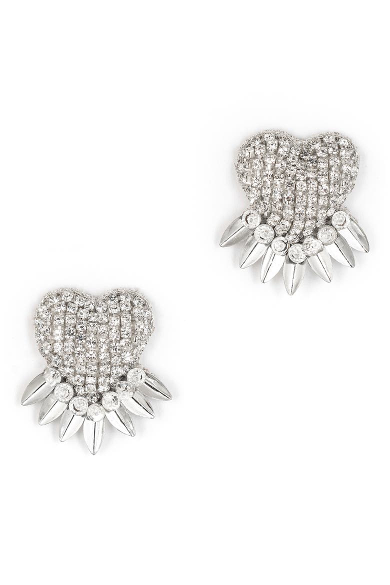 Danira Crystal Heart Earrings, Main, color, SILVER