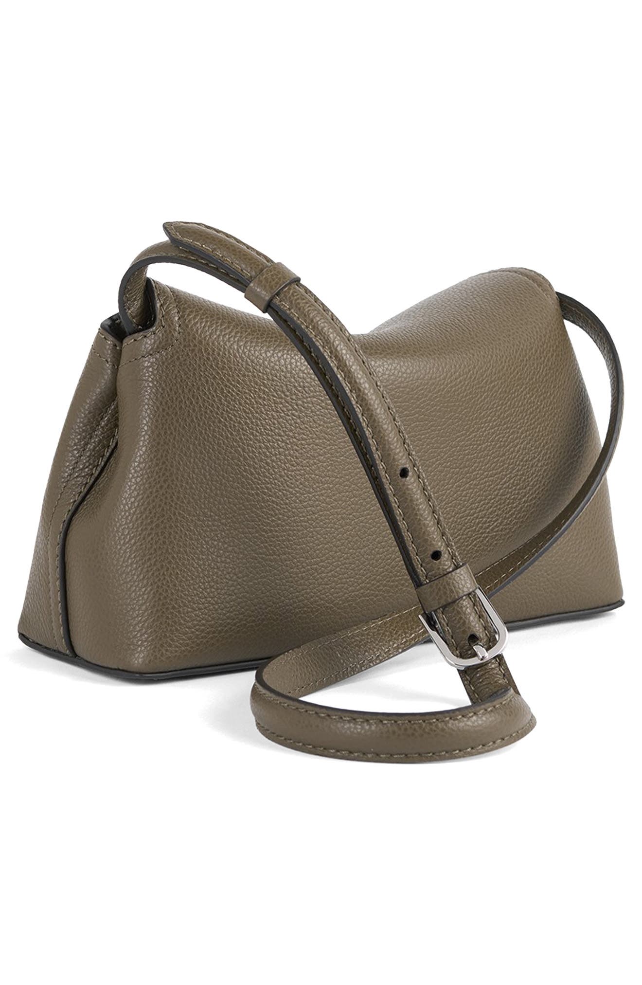 T-Lock Grained Leather Top Handle Bag, Alternate, color, DARK TAUPE