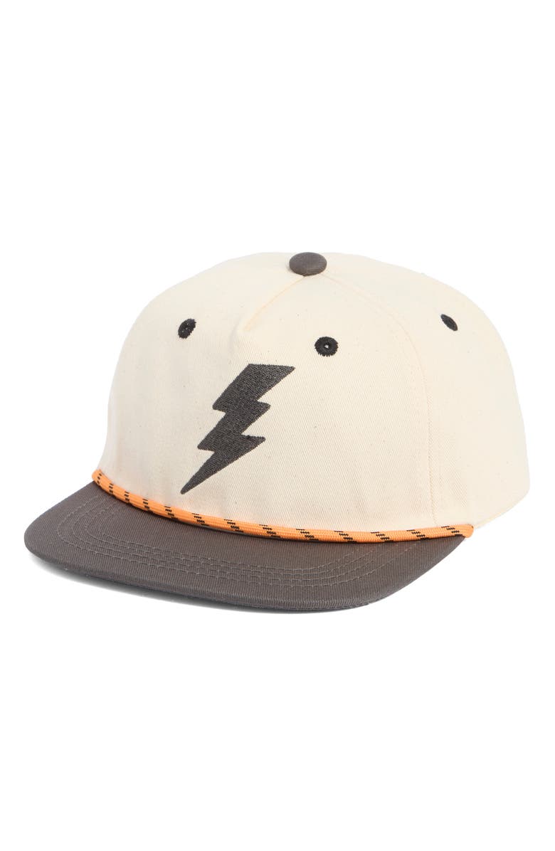 Tiny Whales Bolt Snapback Cotton Baseball Hat, Main, color, Natural-Black