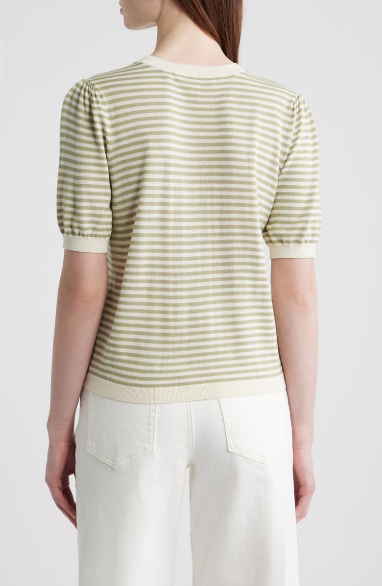 FRAME The Stripe Gather Crop Cotton & Modal Sweater, Alternate, color, Sage Multi