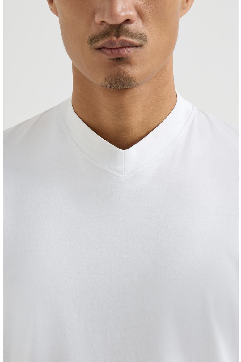Cotton jersey V-neck T-shirt, Alternate, color, White