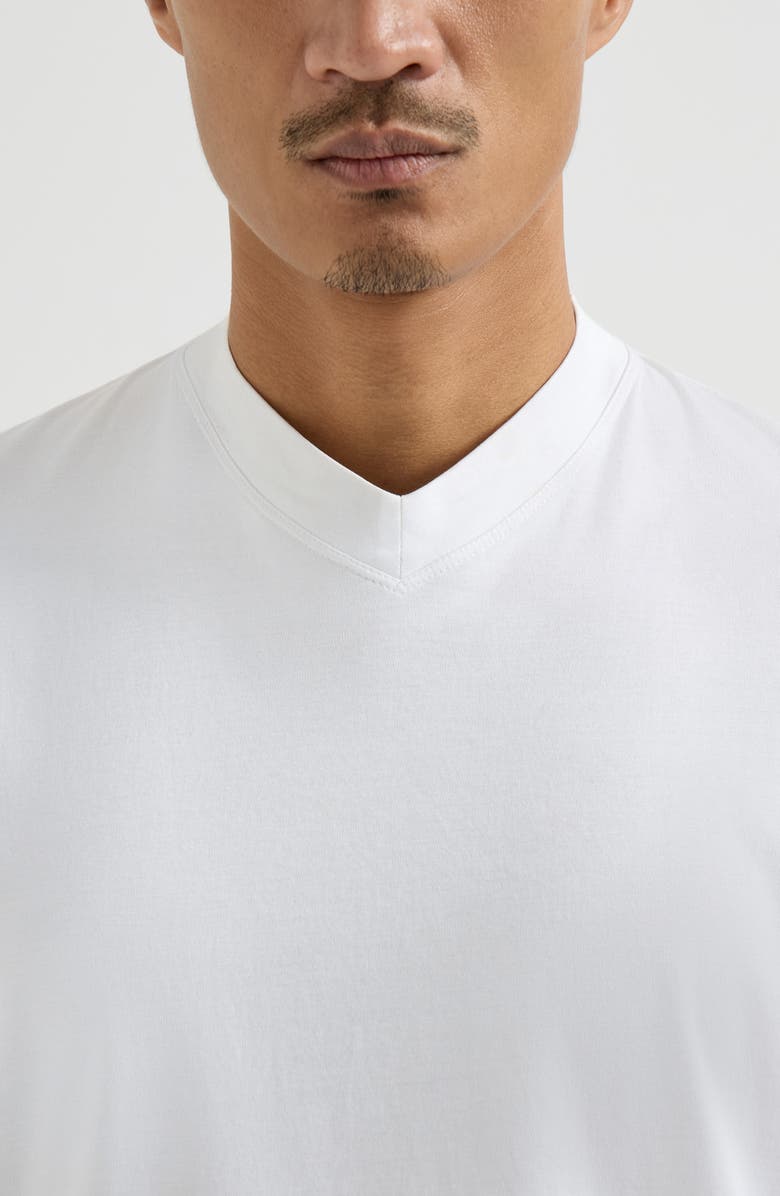 Brunello Cucinelli Cotton jersey V-neck T-shirt, Alternate, color, White