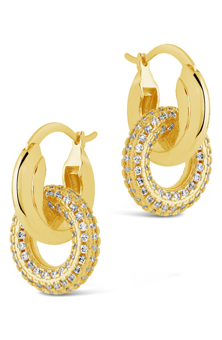 Sterling Forever Hunter CZ Interlocking Circle Drop Earrings, Alternate, color, Gold