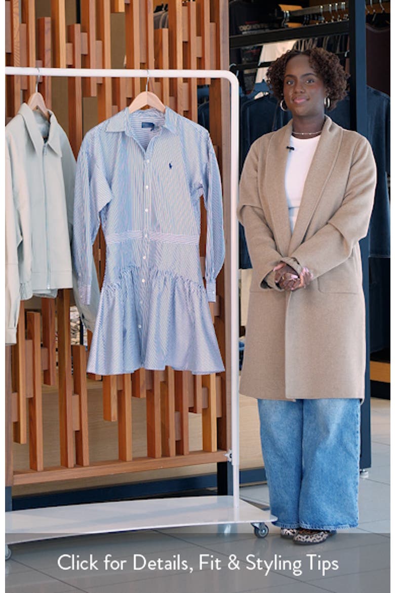 Long Sleeve Stripe Poplin Mini Shirtdress video